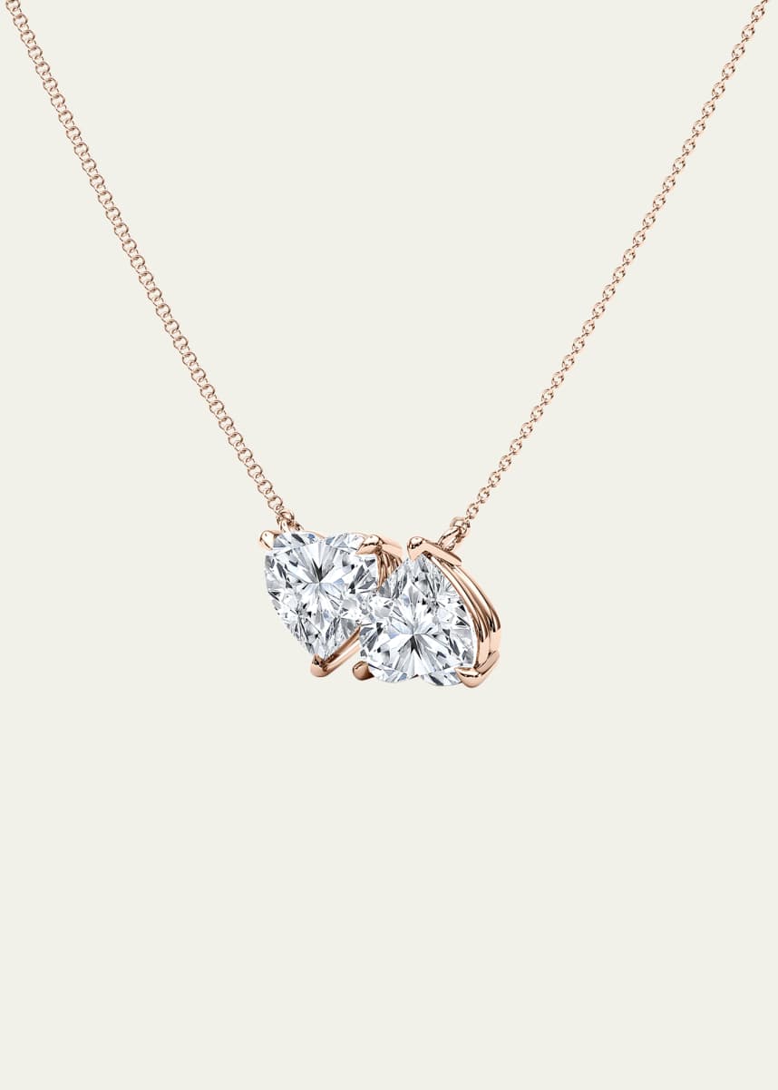 HauteCarat 18K Heart Shape Lab Grown Diamond Twin Necklace