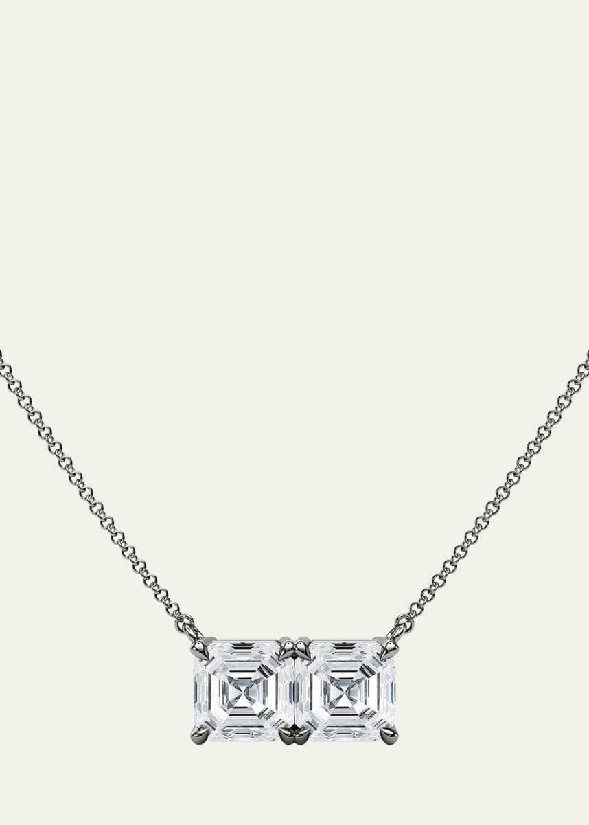 HauteCarat 18K Asscher Lab Grown Diamond Twin Necklace