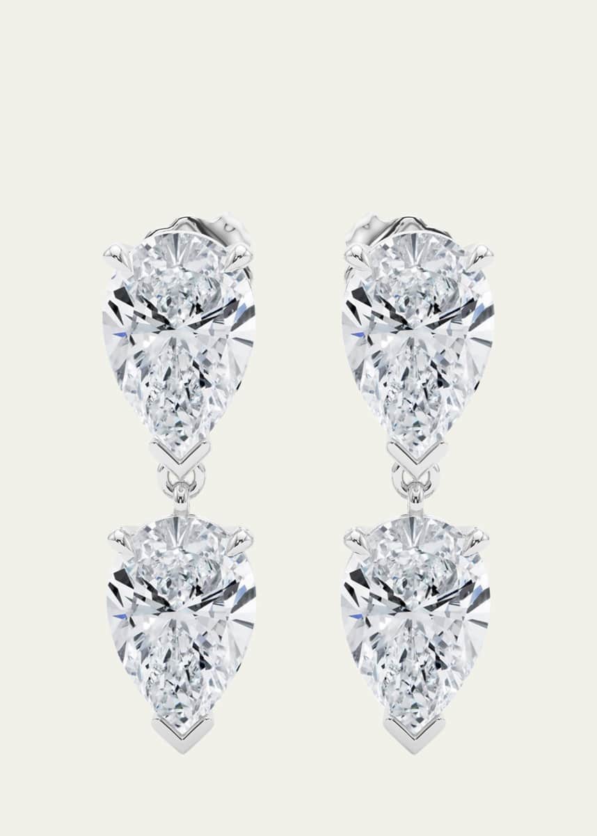 HauteCarat 18K Pear Lab Grown Diamond Twin Earrings