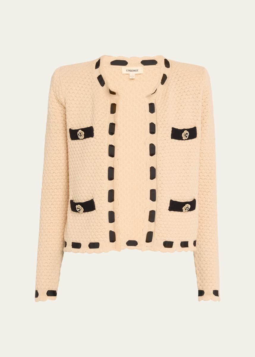 L'Agence Astor Contrast Trim Cardigan