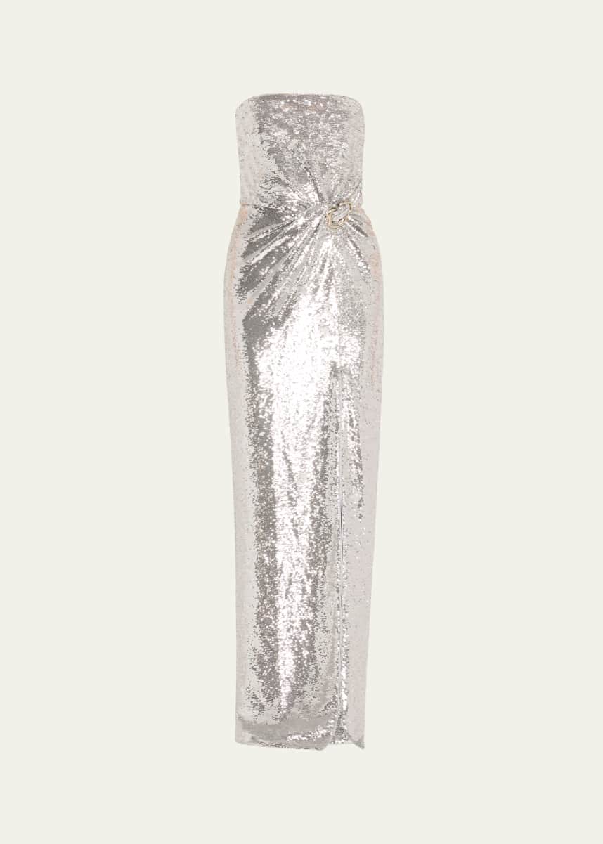 Roland Mouret Sequined Strapless Buckle Gown