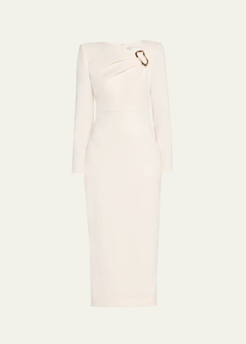 Roland Mouret Buckle Crepe Midi Dress