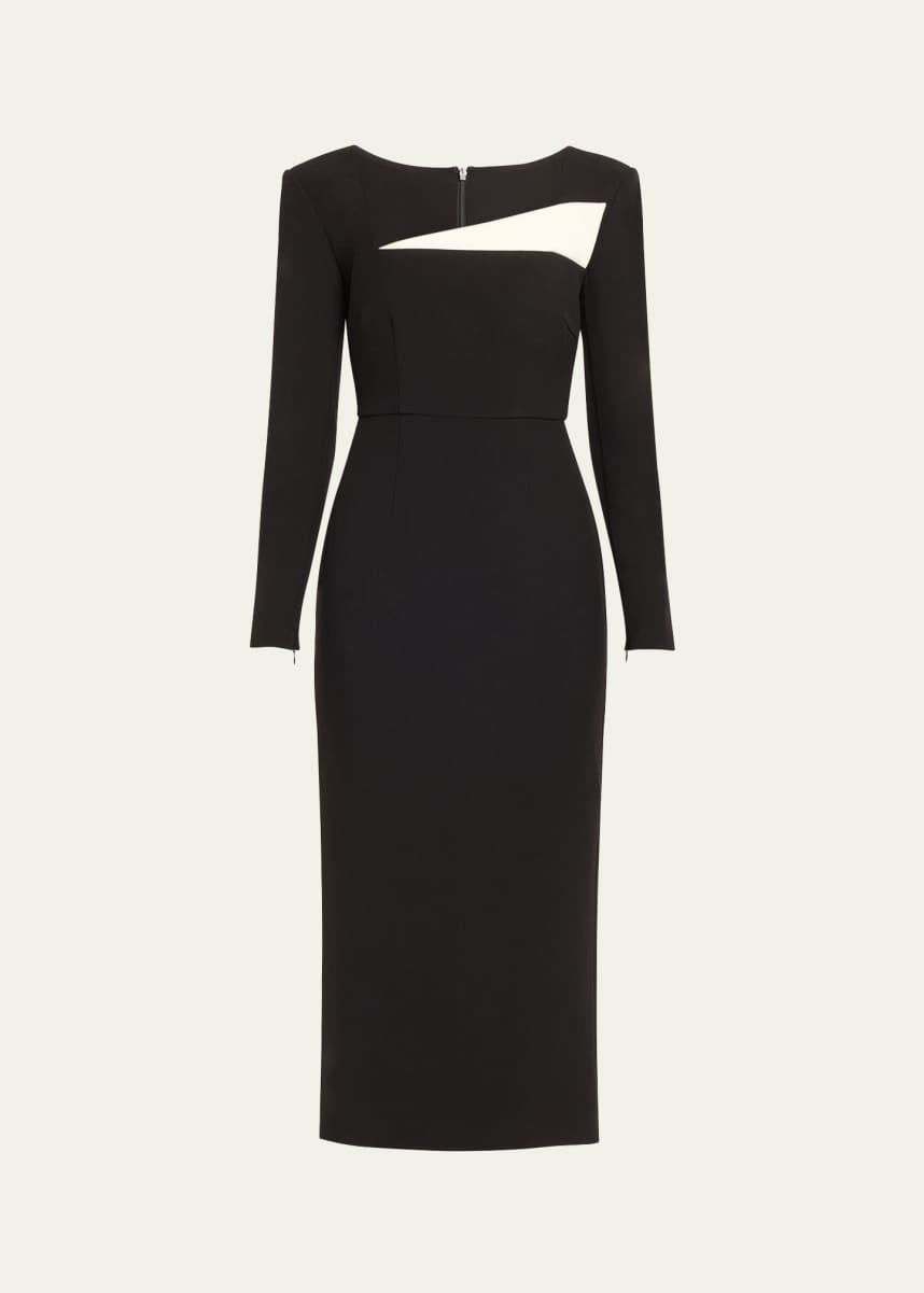 Roland Mouret Two-Tone Crepe Midi Dress