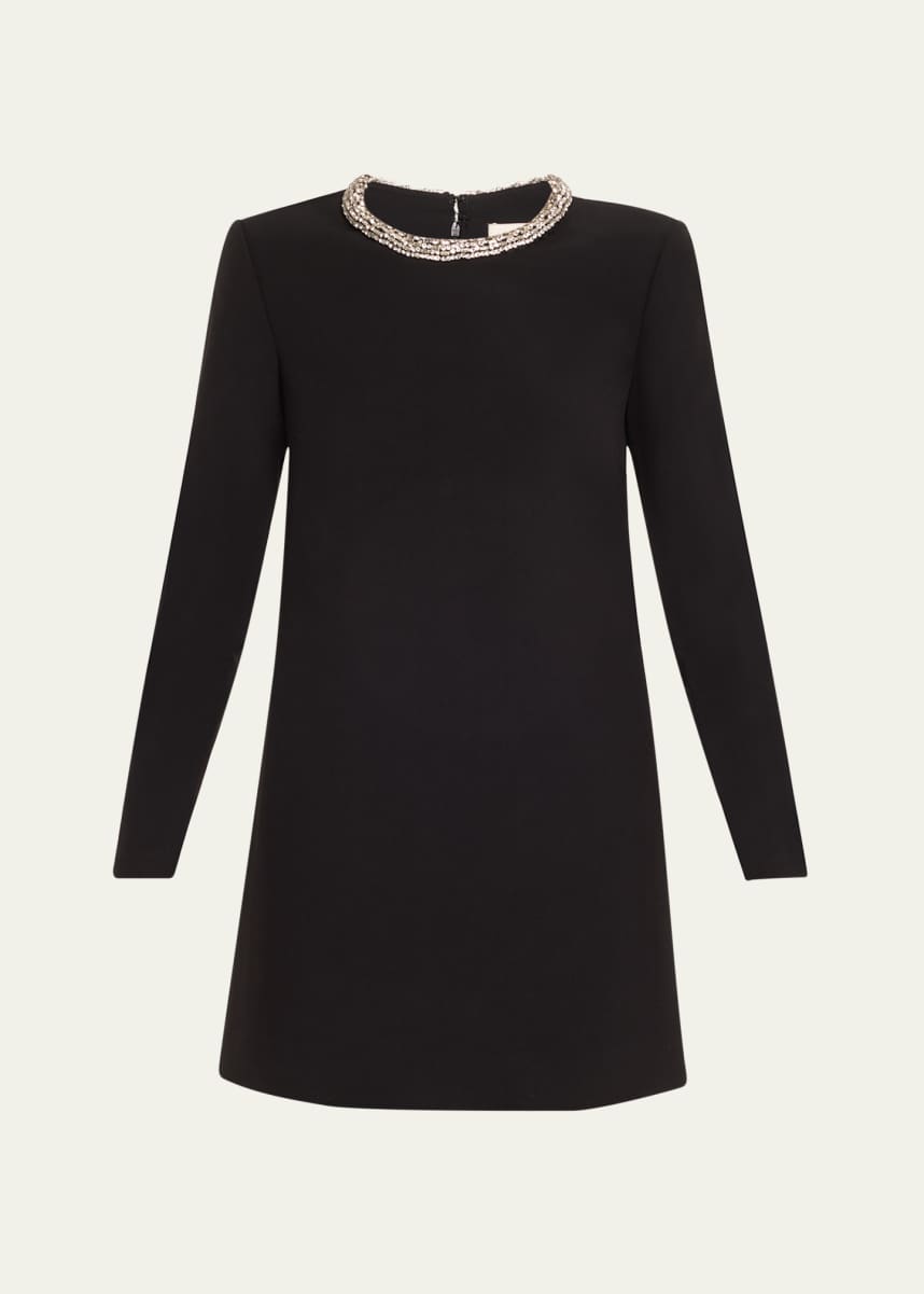 Roland Mouret Embellished Long Sleeve Crepe Mini Dress