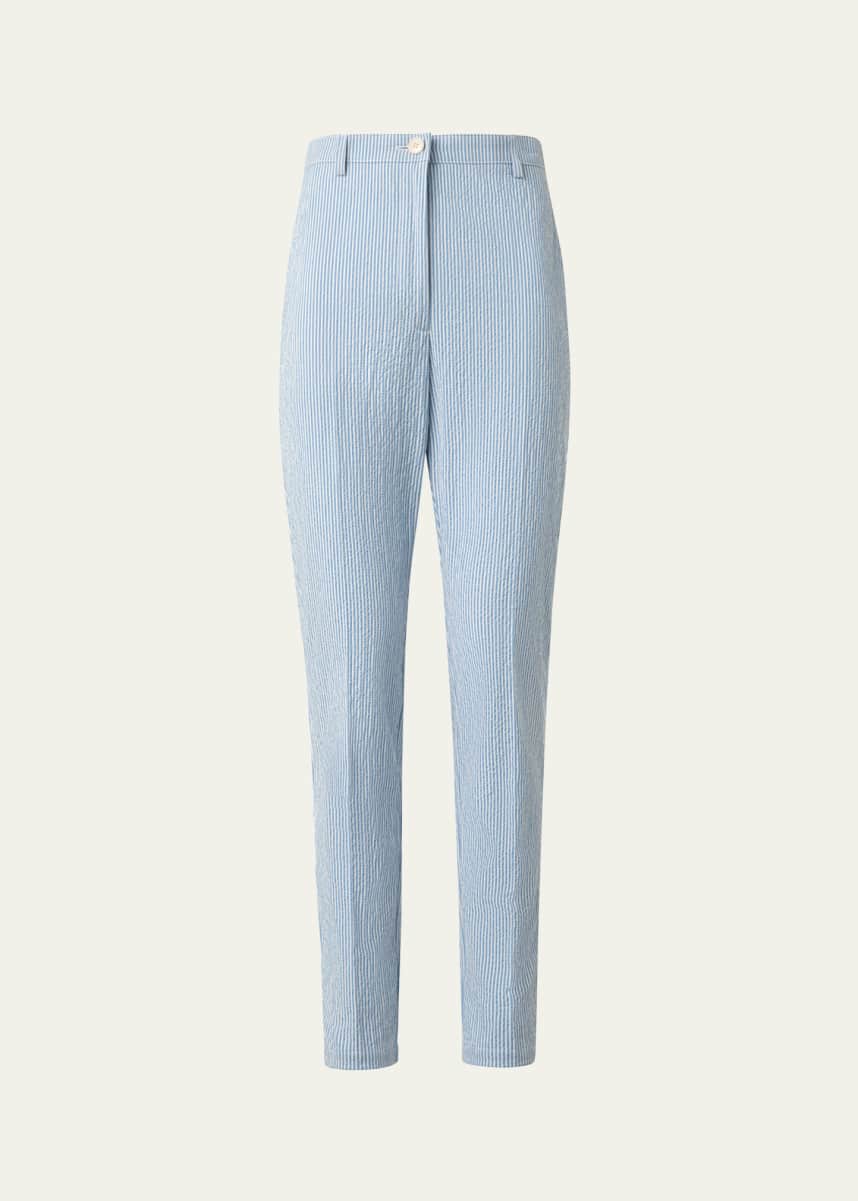 Akris punto Freda Seersucker Striped Tapered-Leg Pants