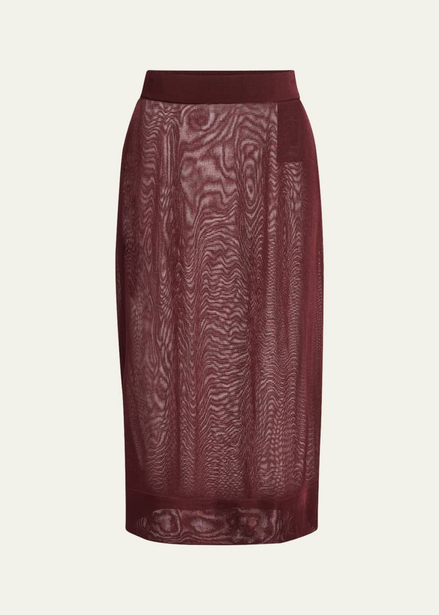 Saint Laurent Sheer Knit Midi Pencil Skirt
