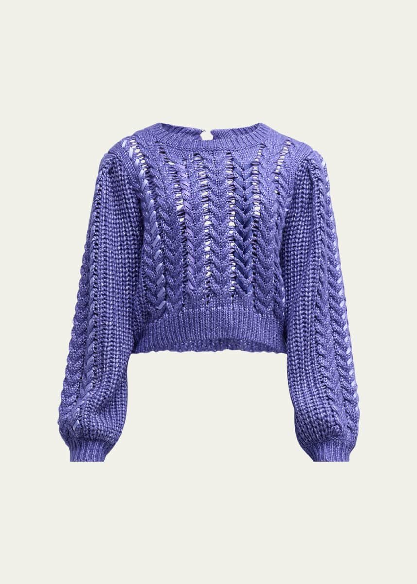 Cinq a Sept Nayara Ribbon Knit Cropped Sweater