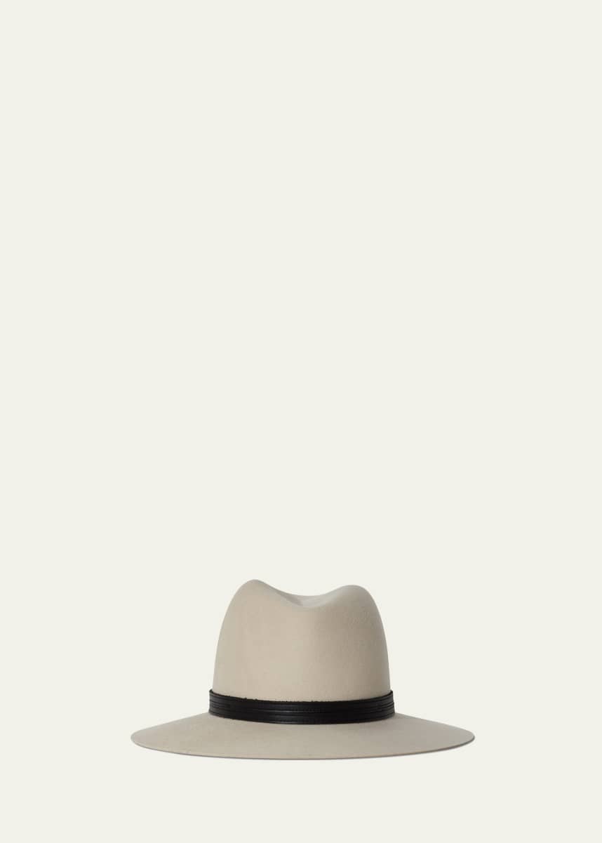 Janessa Leone Corinne Belted Wool Fedora Hat