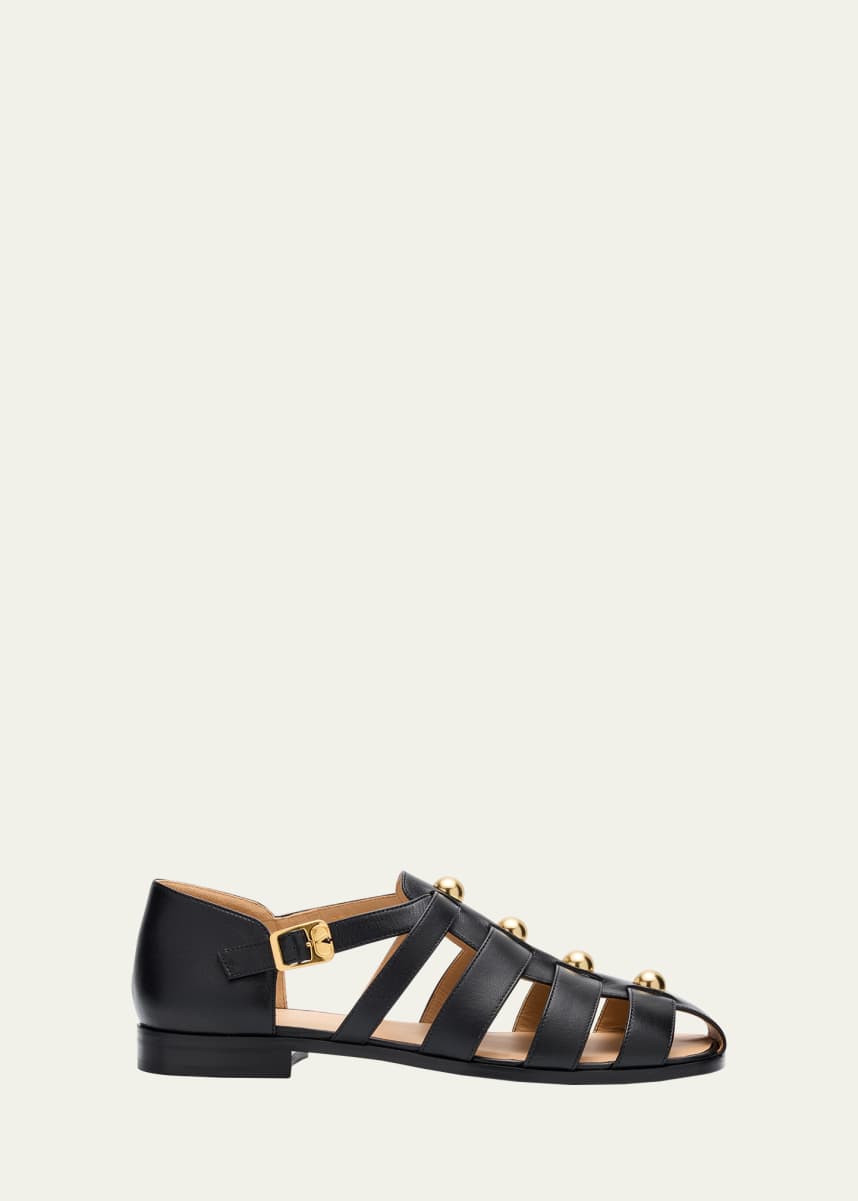 Valentino Garavani Men's Studshield Calfskin Fisherman Sandals