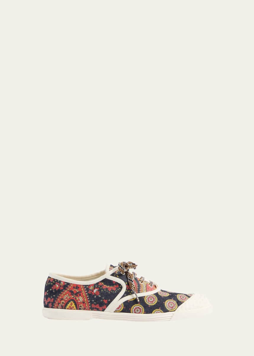 Valentino Garavani Men's Bay By Bay Voyage Imaginaire Denim Low-Top Sneakers