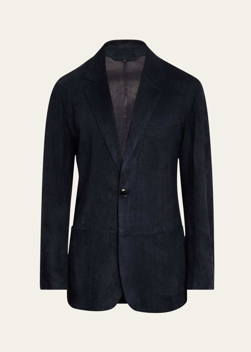 Giorgio Armani Men's Single-Breasted Suede Jacket