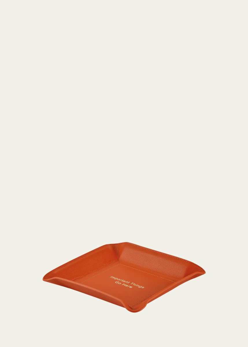 Graphic Image "Important Things Go Here" Leather Valet Tray