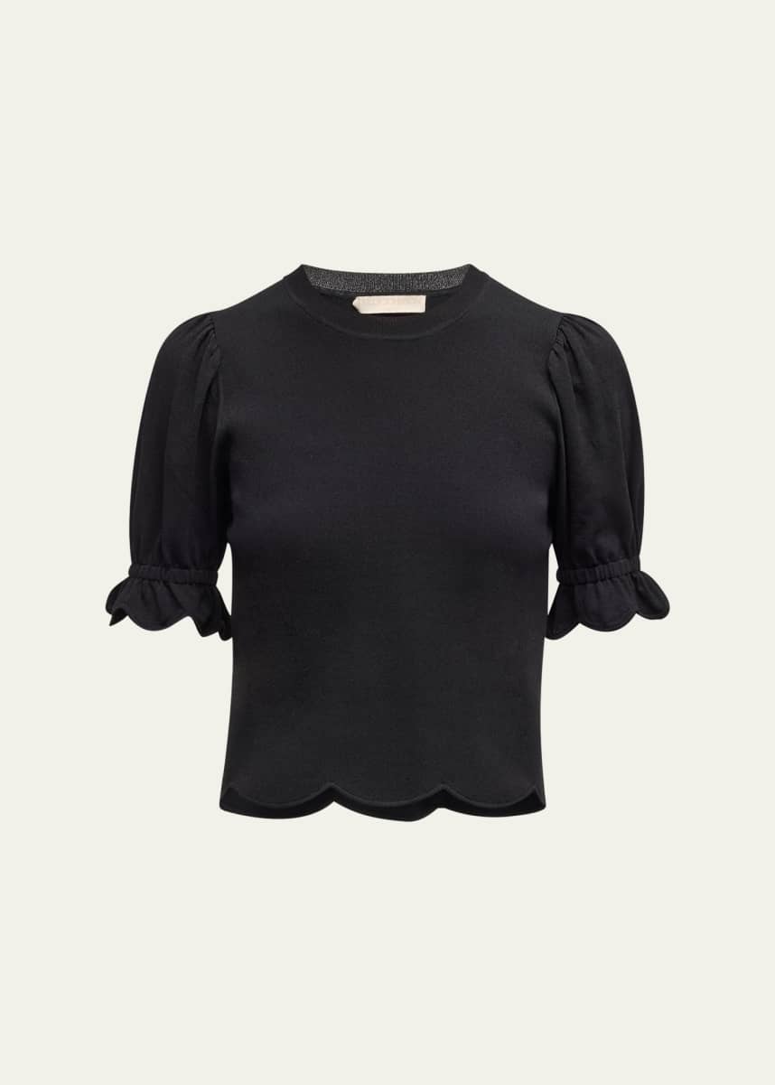 Ulla Johnson Noemi Puff-Sleeve Scalloped Top