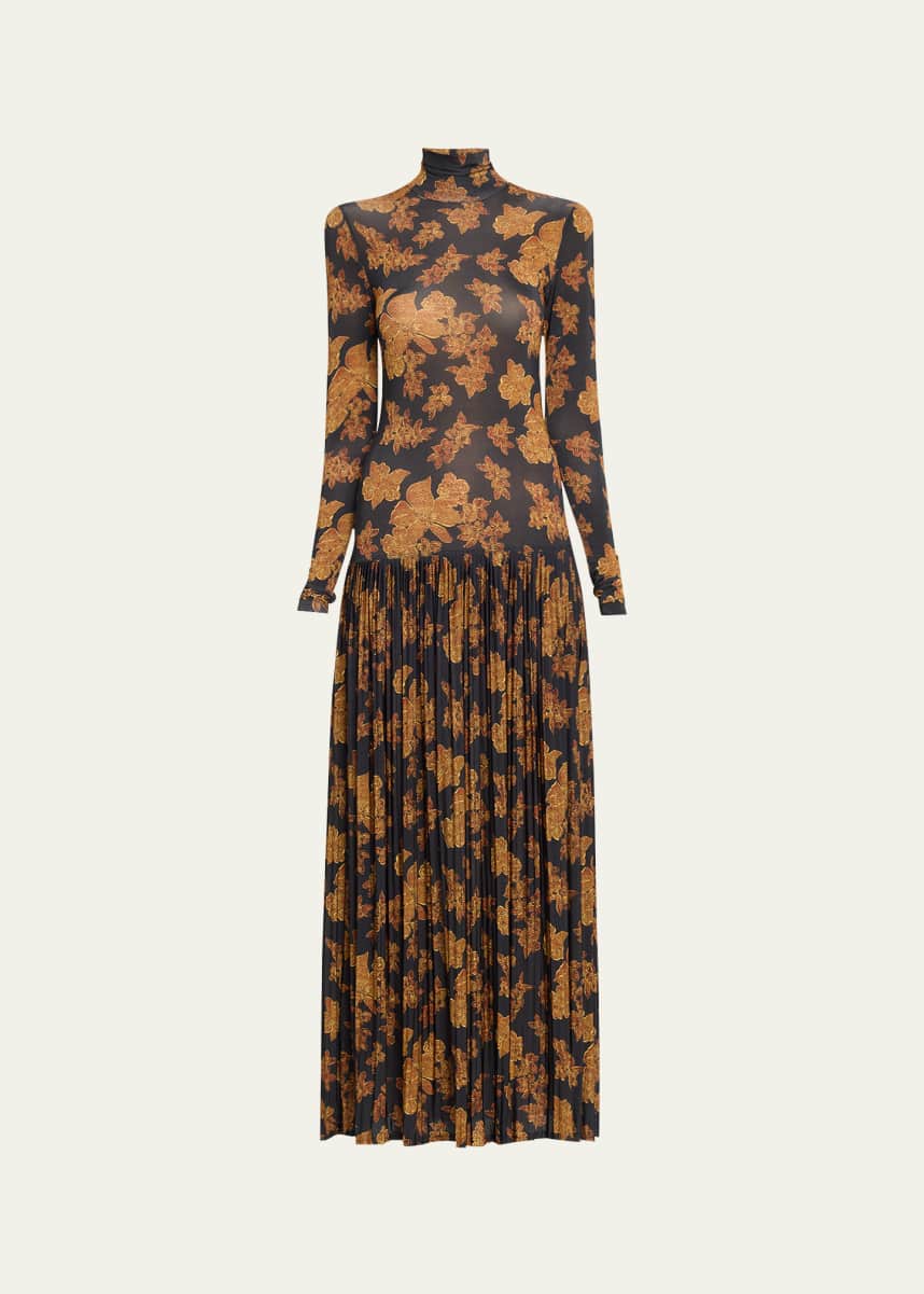 Ulla Johnson Amaya Pleated Floral-Print Maxi Dress