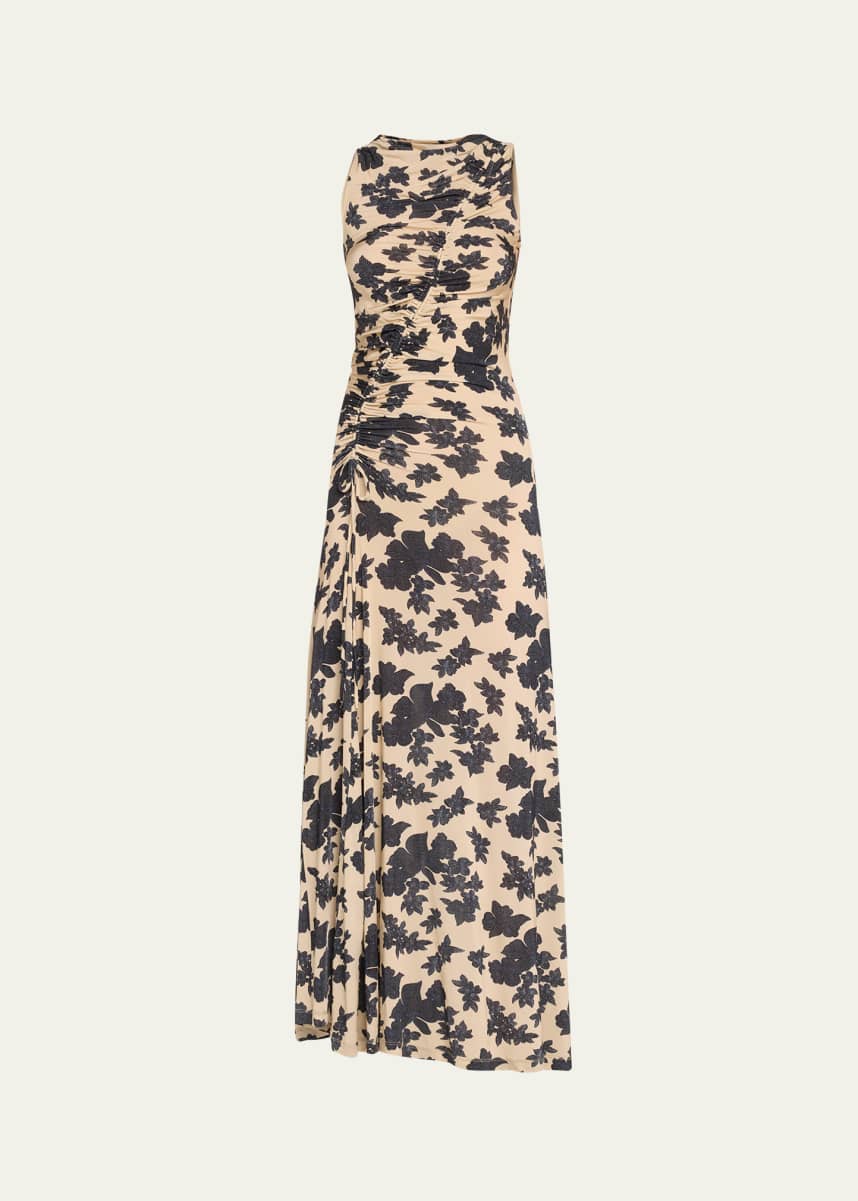 Ulla Johnson Natalia Ruched Floral-Print Maxi Dress