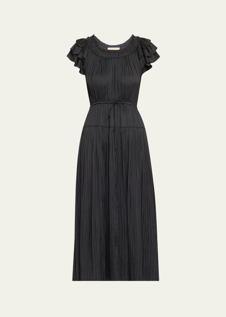 Ulla Johnson Kalesta Pleated Ruffle Mini Dress