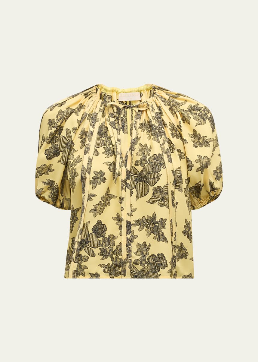 Ulla Johnson Marcelena Floral Puff-Sleeve Top