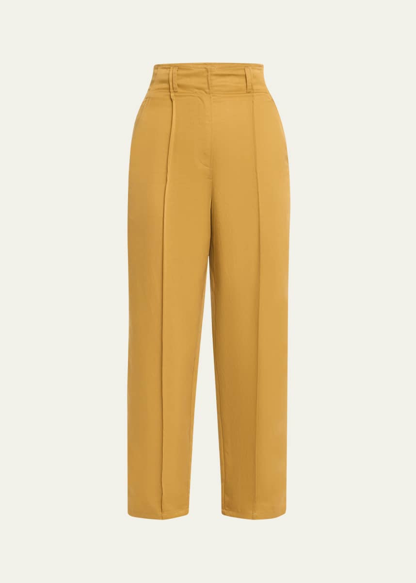 Ulla Johnson Lielle High-Rise Tapered Pintuck Pants