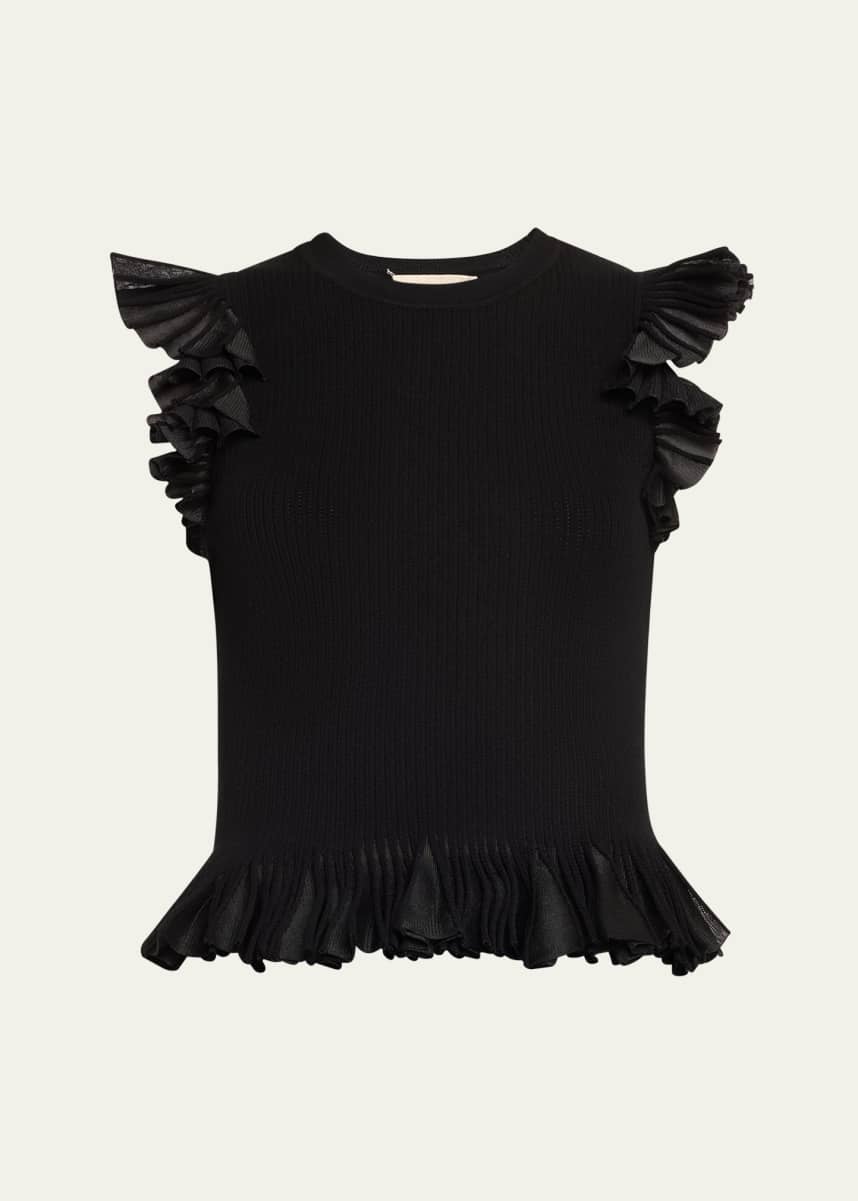 Ulla Johnson Leila Ribbed Ruffle Top