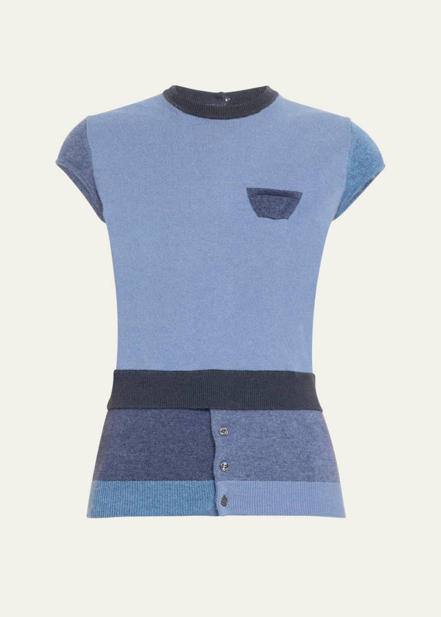 MERYLL ROGGE Colorblock Layered Cashmere Sweater
