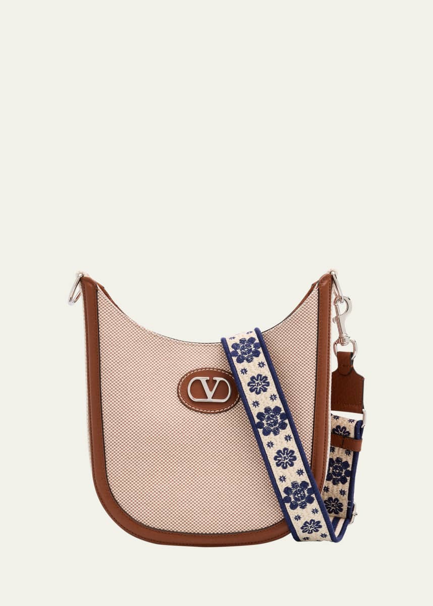 Valentino Garavani Men's Medium Canvas and Leather Hobo Bag