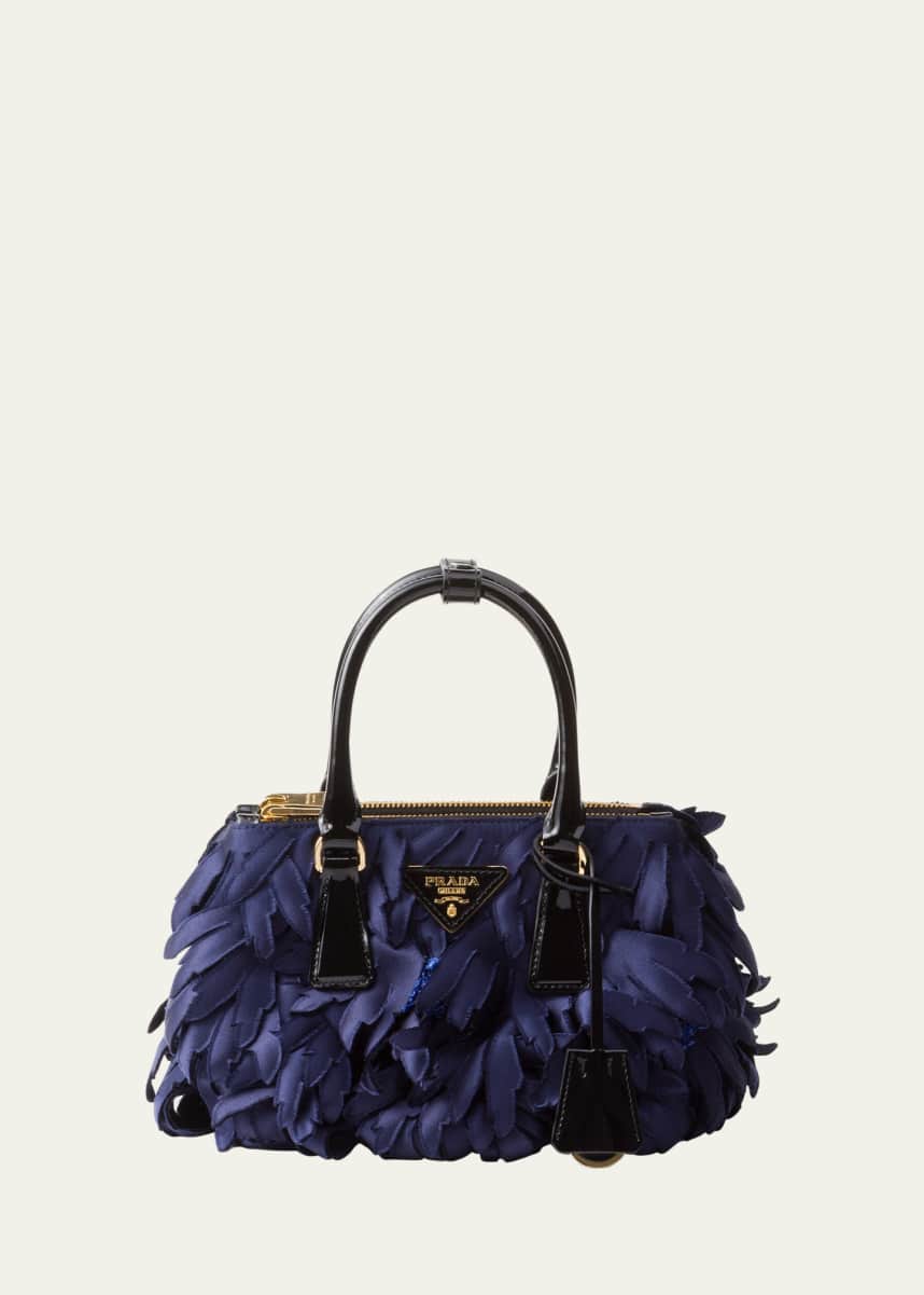 Prada Galleria Feathered Leather Top-Handle Bag