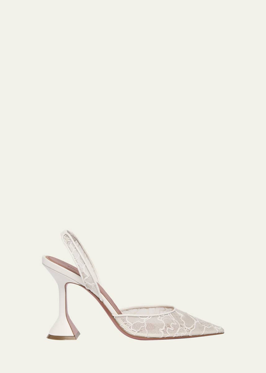 Amina Muaddi Holli Lace Slingback Pumps