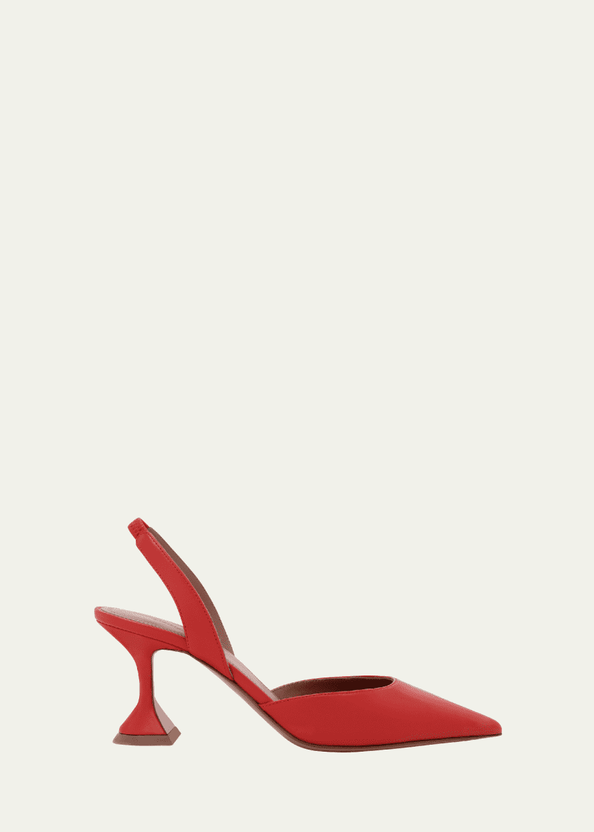 Amina Muaddi Holli Leather Slingback Pumps