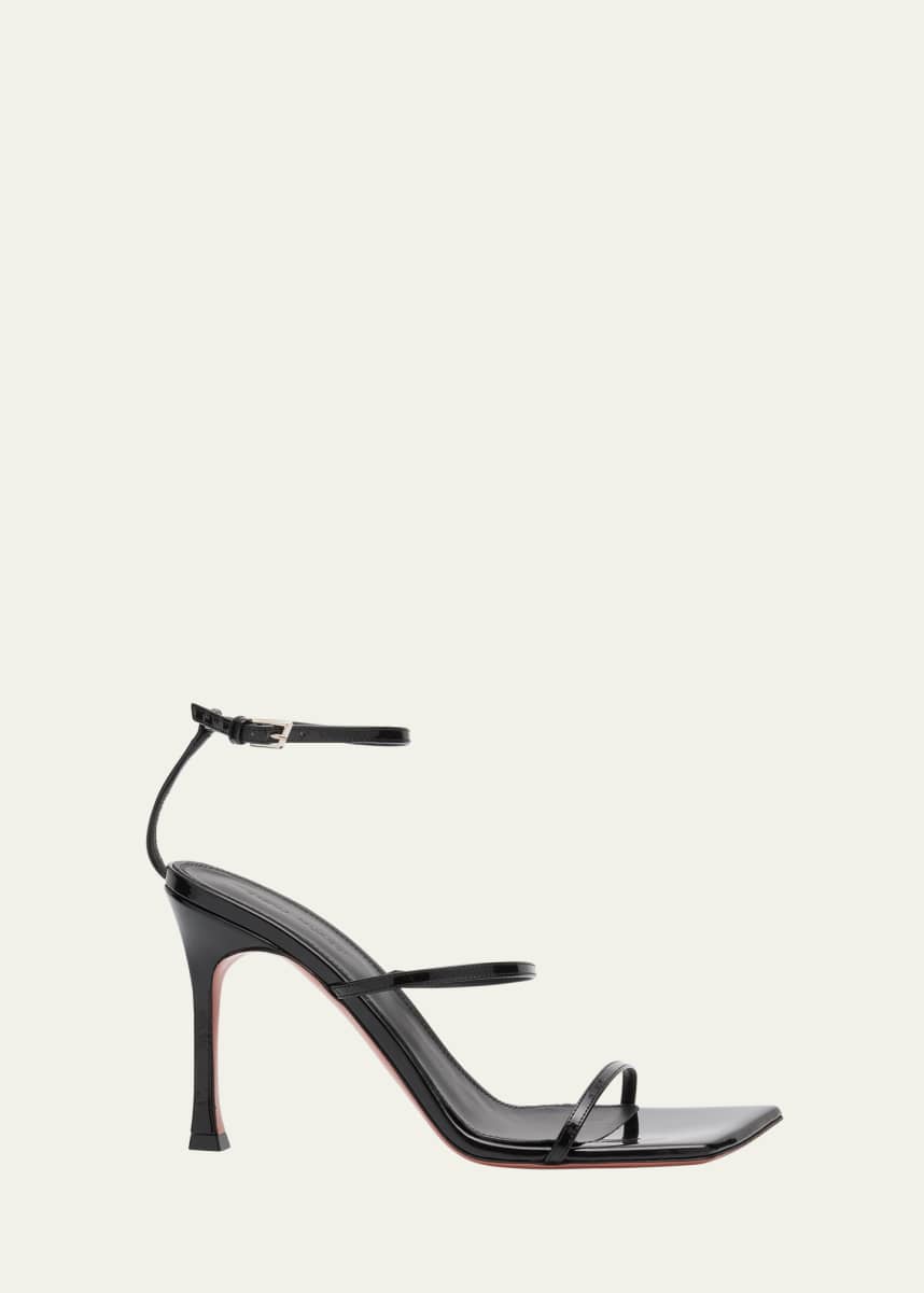 Amina Muaddi Maya Patent Ankle-Strap Sandals