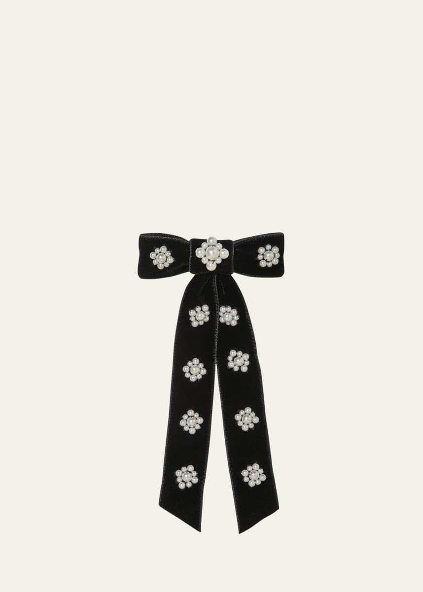 Jennifer Behr Lynette Pearly Velvet Bow Barrette