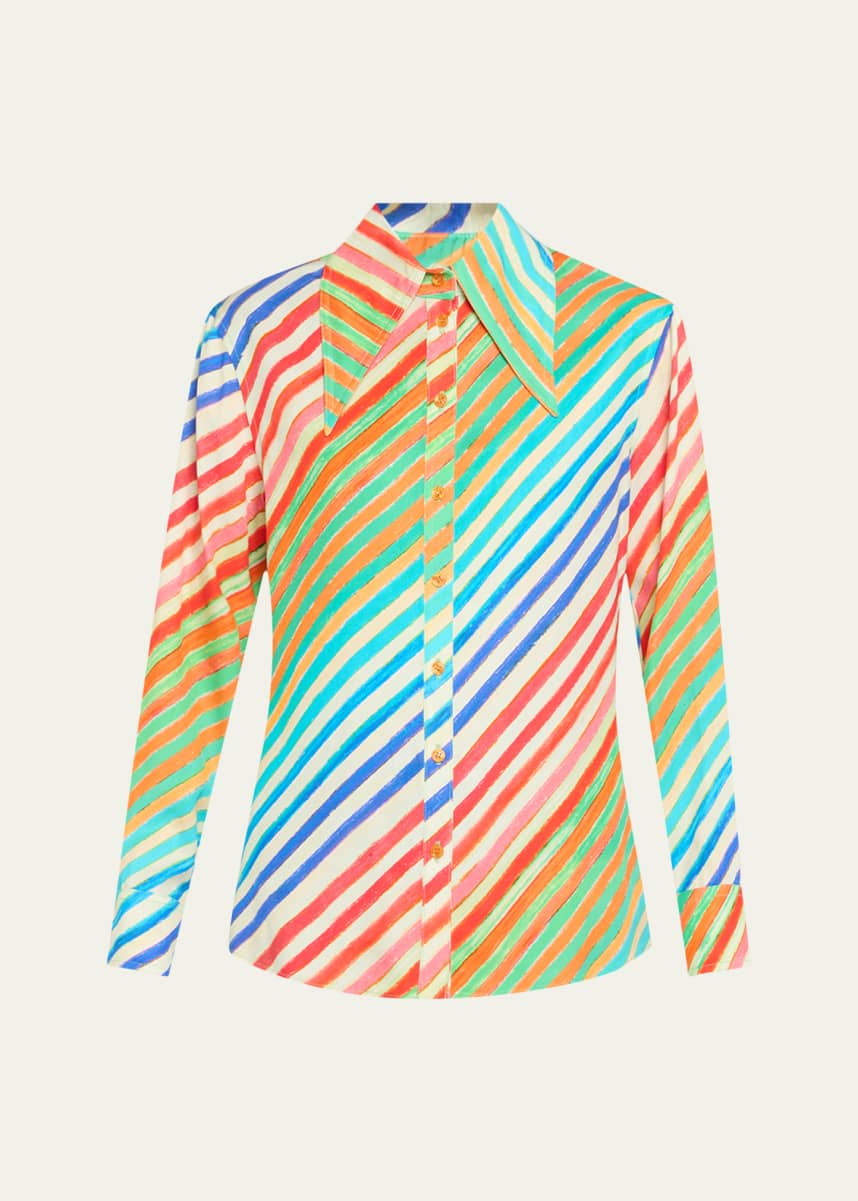 CHRISTOPHER JOHN ROGERS Crayon Stripe Slim Button Down Shirt