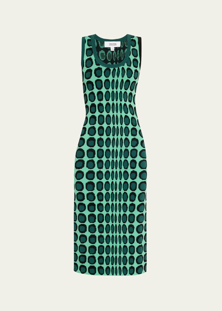 CHRISTOPHER JOHN ROGERS Wiggle Dot Jacquard Midi Tank Dress