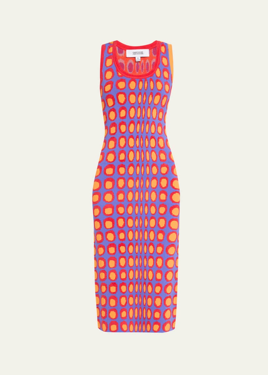 CHRISTOPHER JOHN ROGERS Wiggle Dot Jacquard Midi Tank Dress