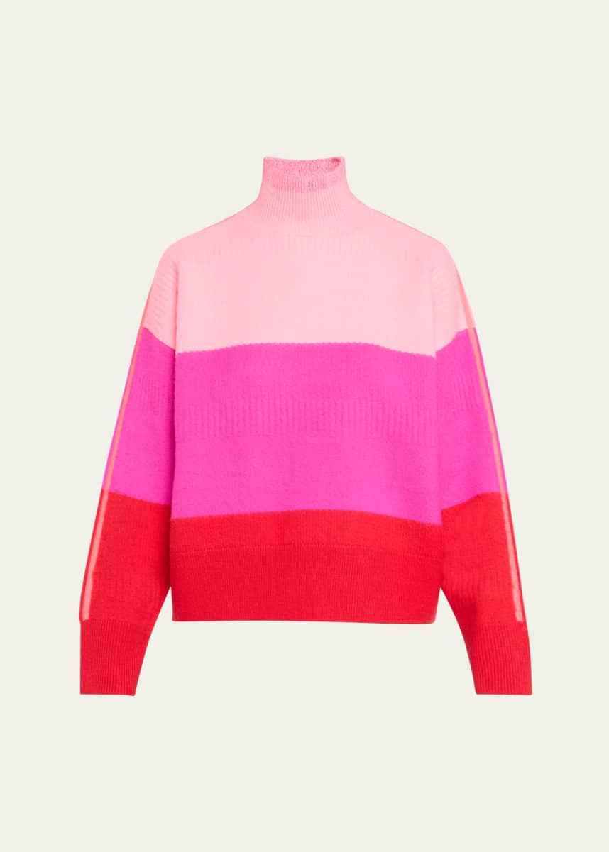 CHRISTOPHER JOHN ROGERS Colorblock Brushed Oversized Turtleneck Wool Sweater