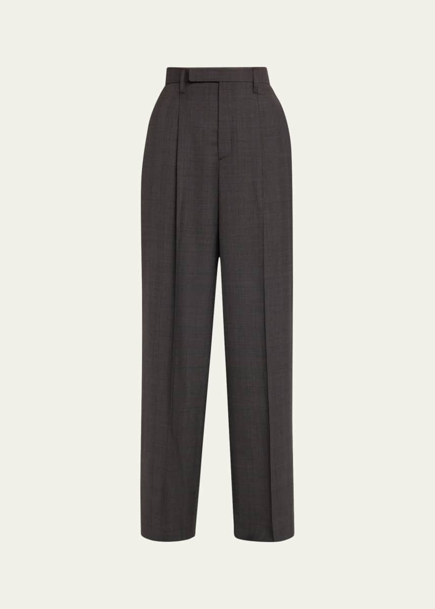 MARIA MCMANUS Pleated Wide Leg Wool Trousers