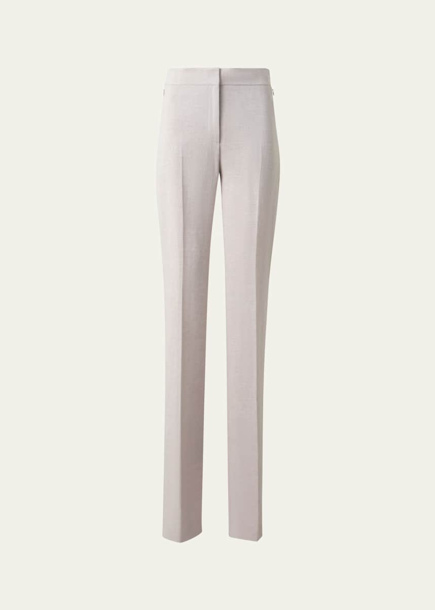 Akris Carl Twisted Linen Double-Face Straight-Leg Pants