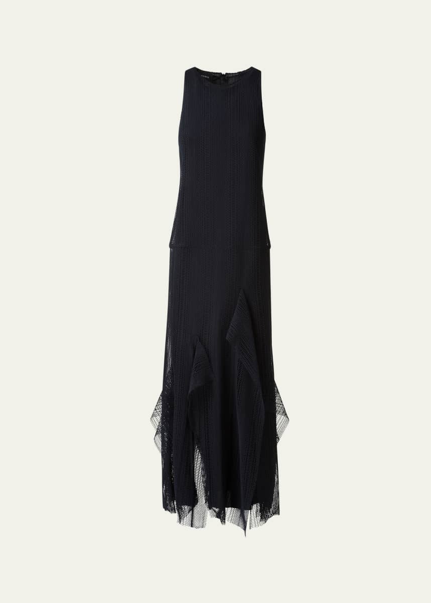 Akris Techno Degrade Stripe Embroidered Dress