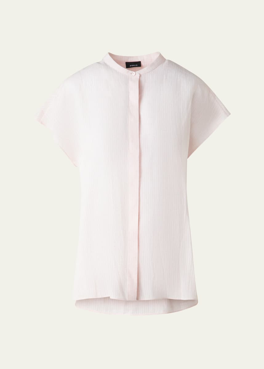 Akris Linen Voile Button-Front Blouse