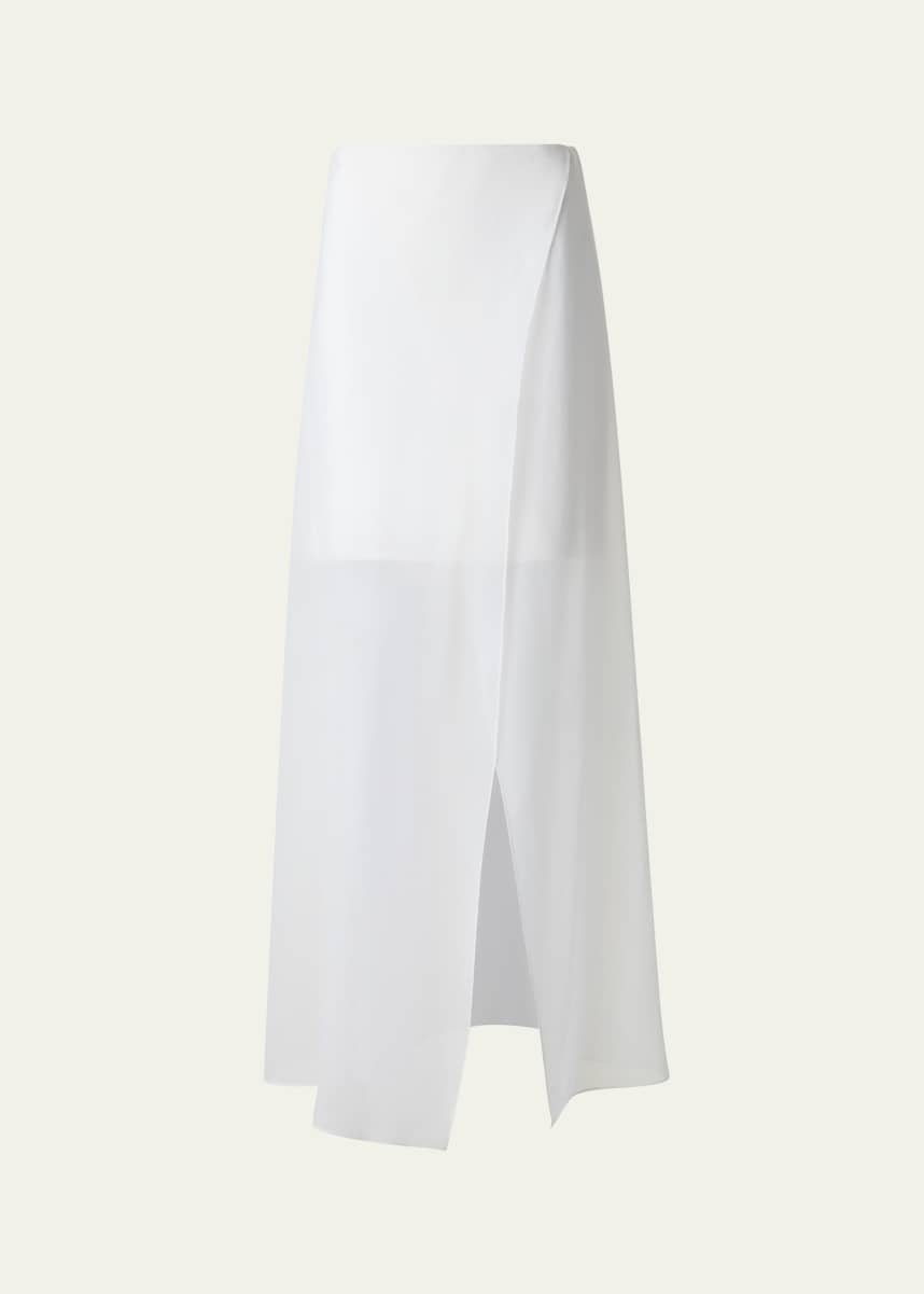 Akris Long Organza Overlay Silk Double-Face Skirt