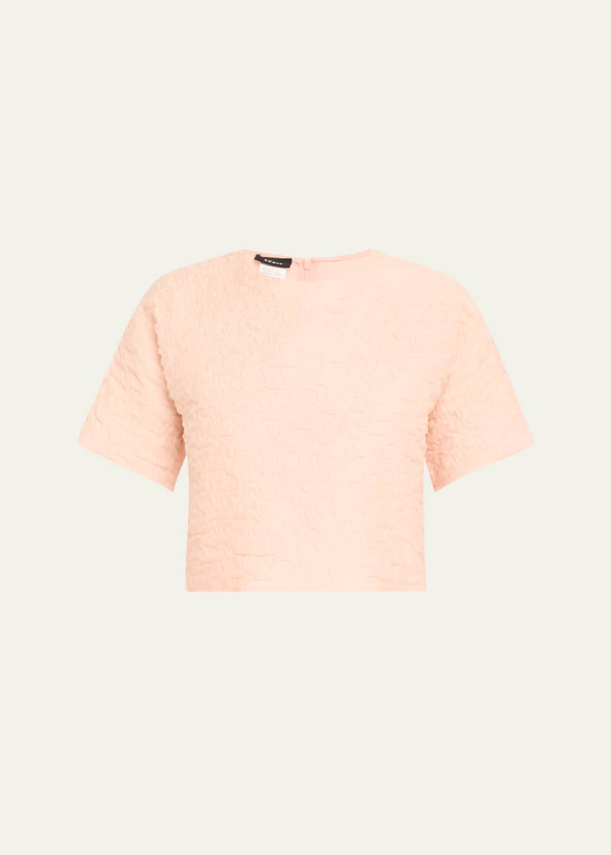 Akris 3D Bubble Organza Short-Sleeve Top