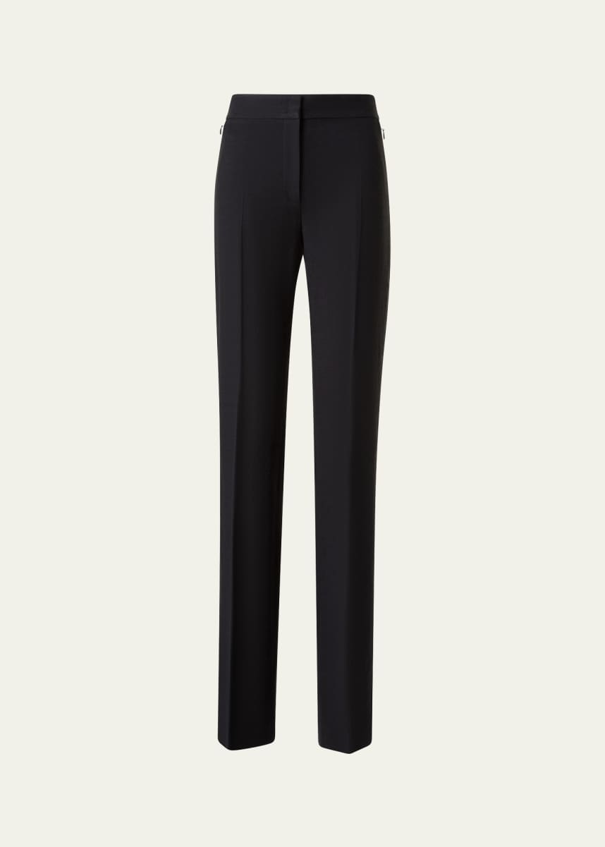 Akris Carl Straight Leg Stonewashed Twisted Linen Wool Pants