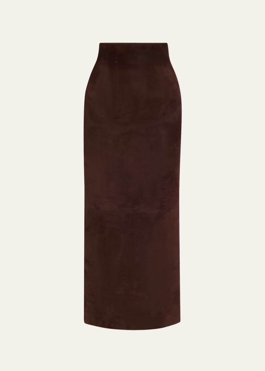 Khaite Loxley Long Pencil Leather Skirt