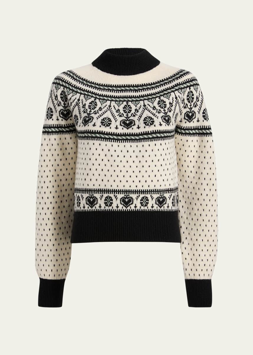 Khaite Guy Intarsia Mock Neck Cashmere Sweater
