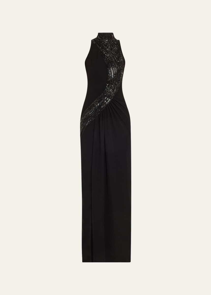 Gaurav Gupta Wave Crystal Embroidered Slit Gown
