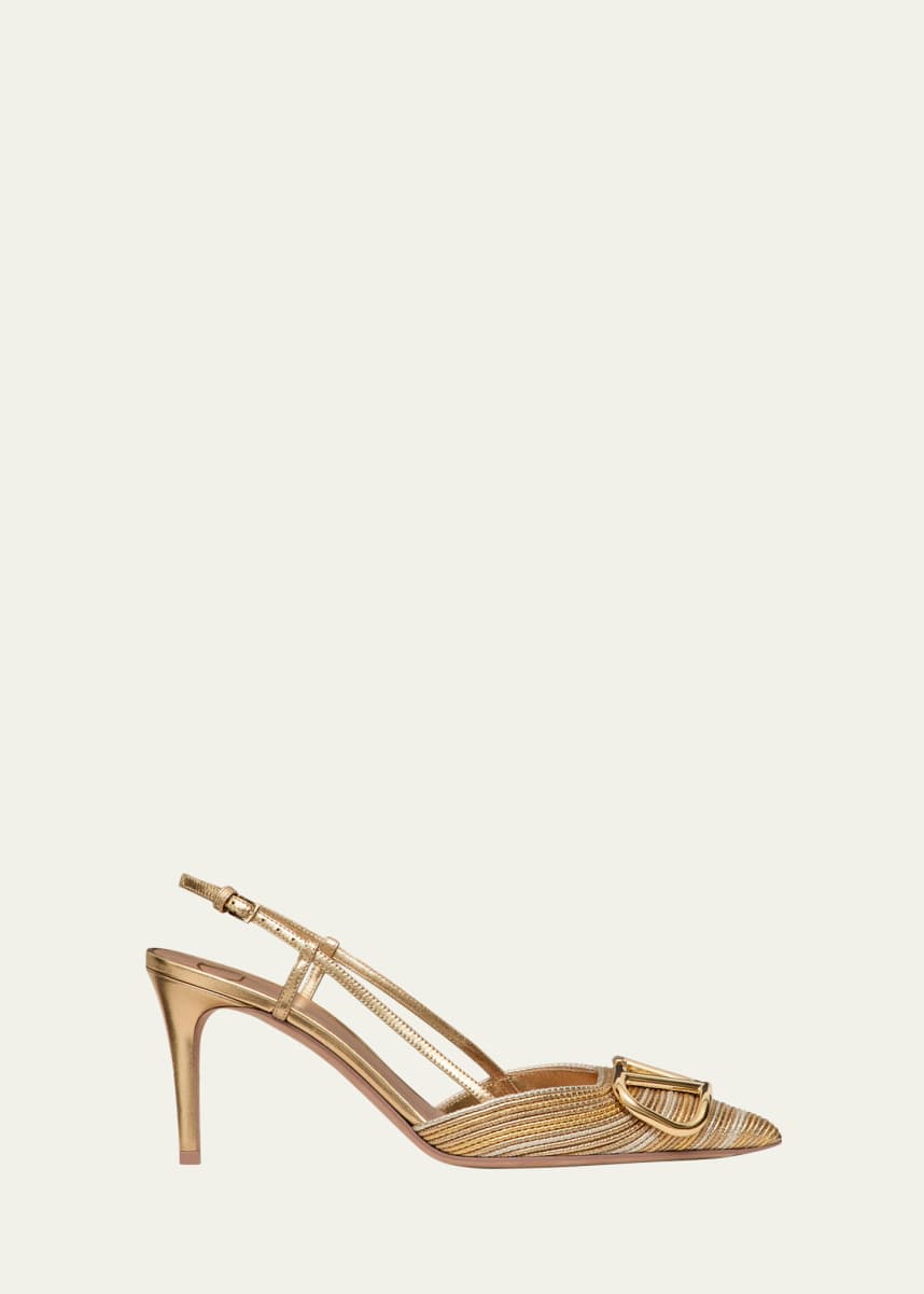 Valentino Garavani VLogo Metallic Slingback Pumps