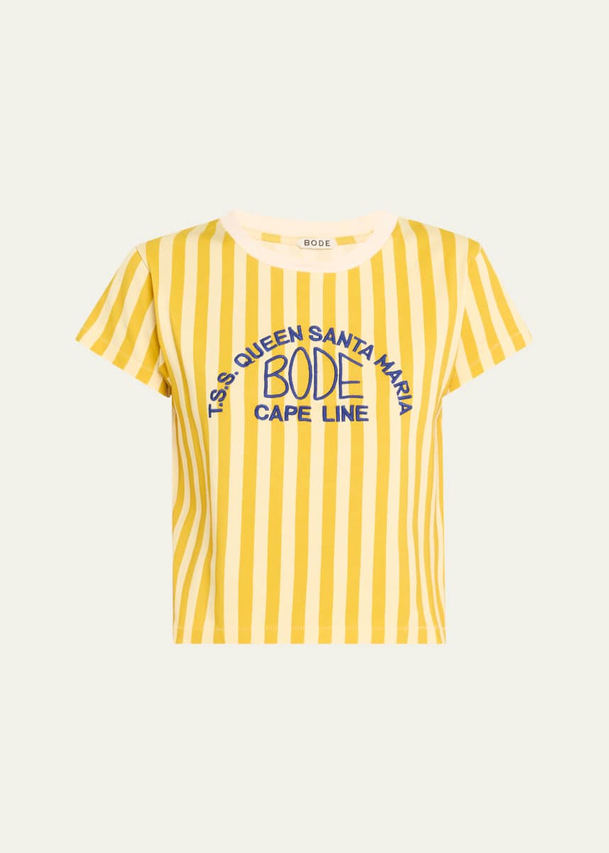 Bode Medalist Stripe Embroidered Tee
