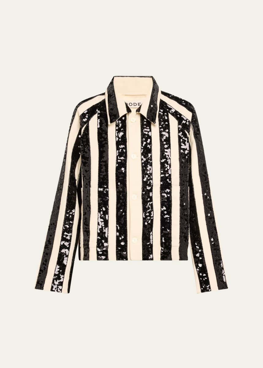 Bode Grandstand Sequined Stripe Cropped Jacket