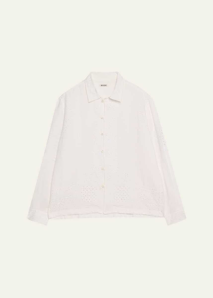 Bode Belvoir Lace Linen Shirt