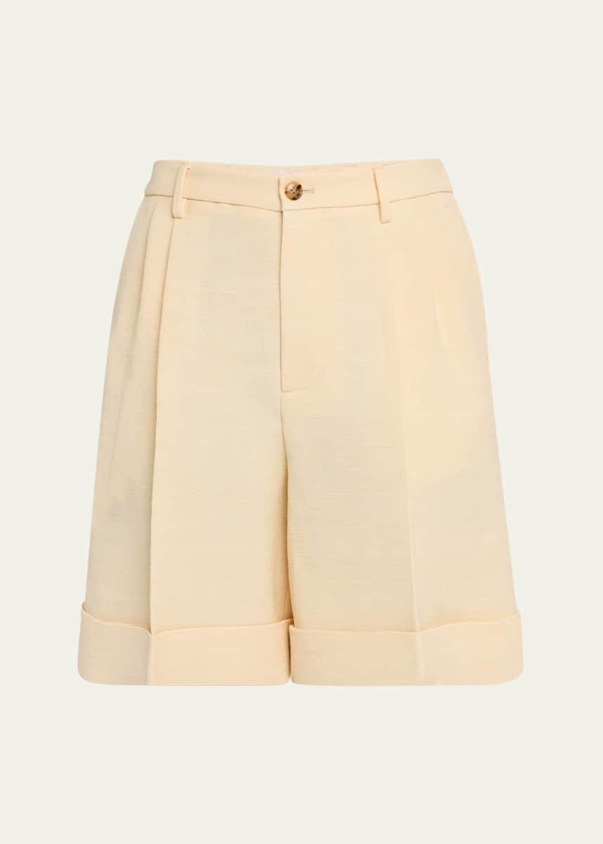 Valentino Garavani Men's Pleated Wide-Leg Shorts