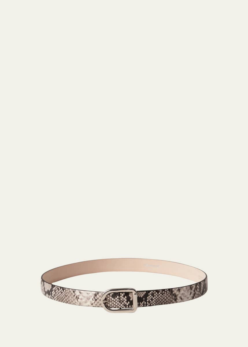 Dehanche Mija Snake-Embossed Leather Skinny Belt